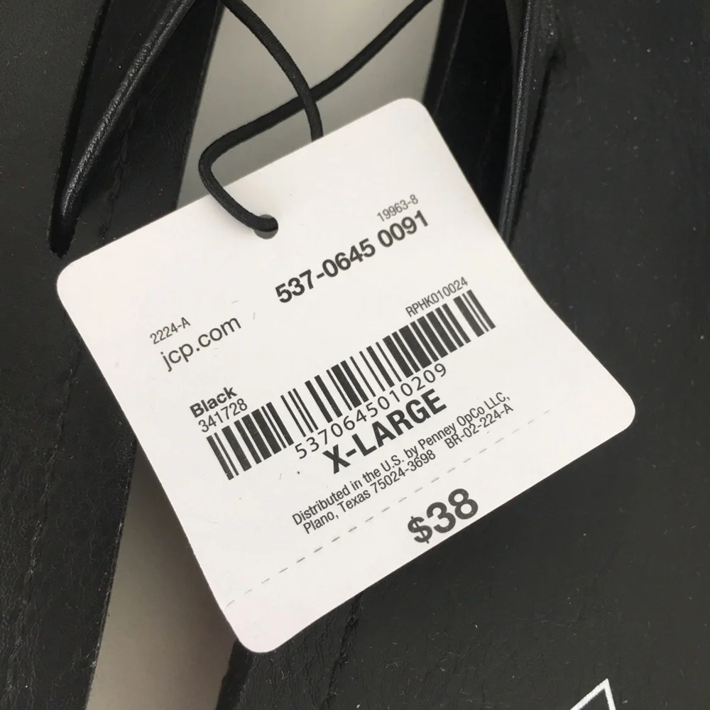 St. John’s Bay Flip-Flop Sandals Black NEW Size XL 13-14 NWT Faux Leather